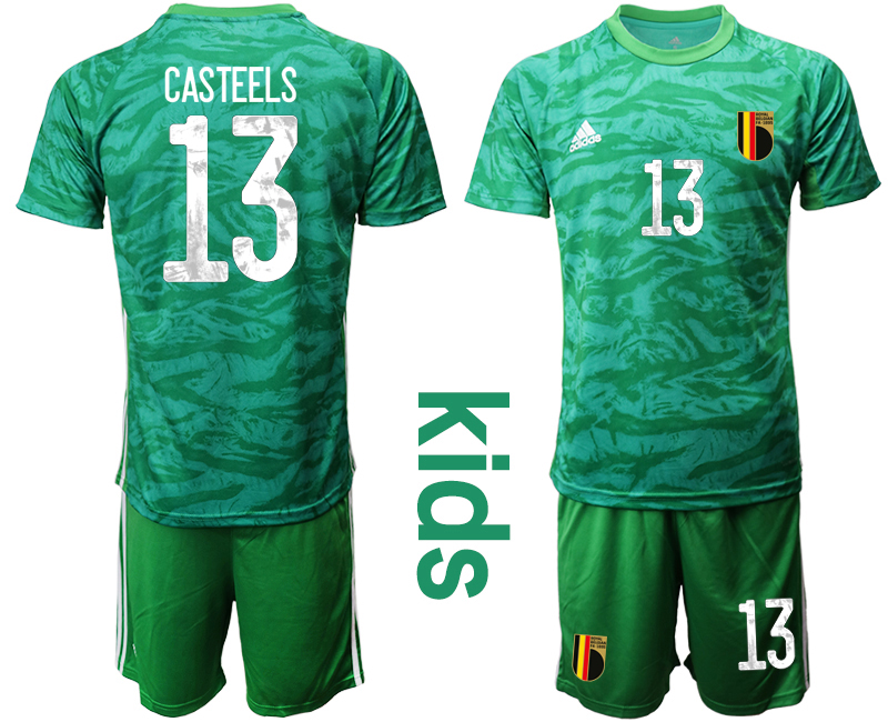 2021 European Cup Belgium green Youth goalkeeper #13 soccer jerseys->youth soccer jersey->Youth Jersey
